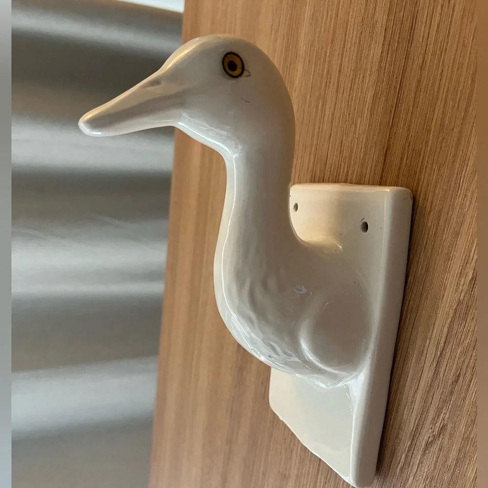 Vintage Ceramic Duck/ Goose Head Dish Towel or Apron Hook